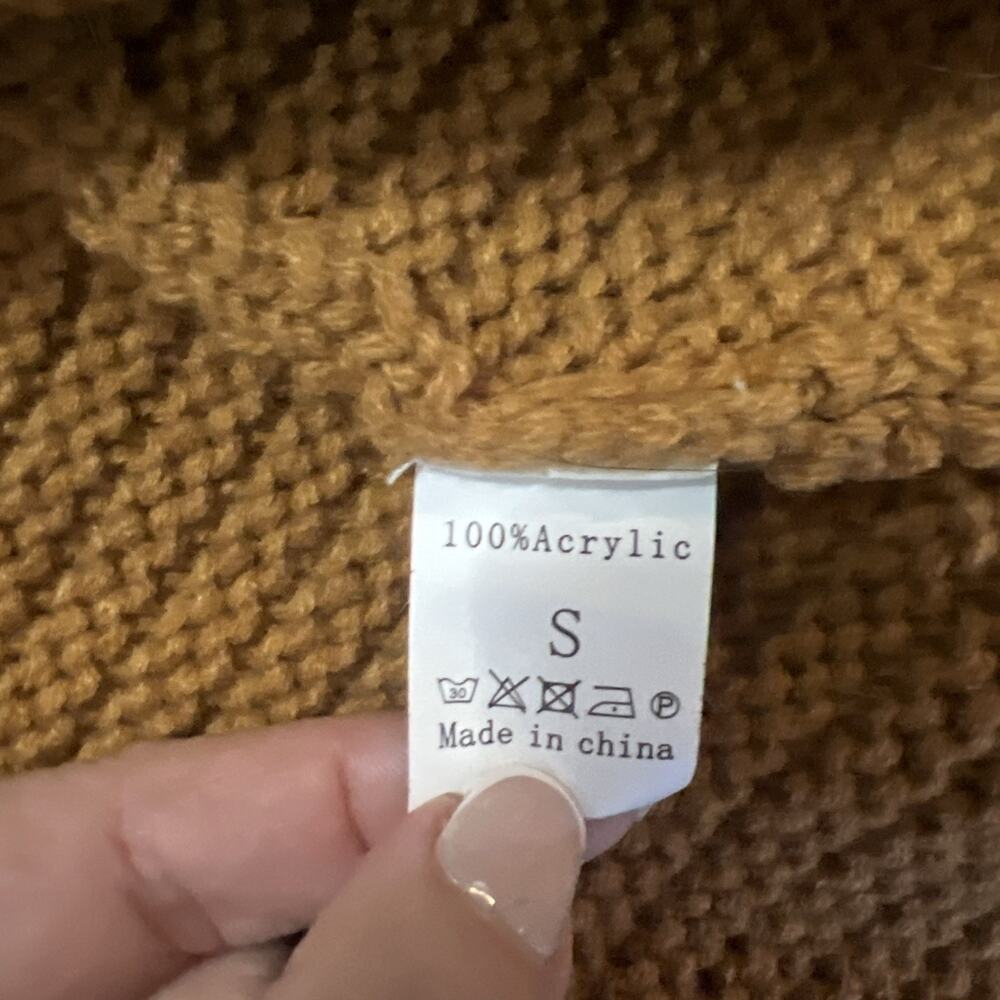 Brown Chunky Knit Cardigan Sweater Size Small Preppy Boho Casual Relaxed Indie - Picture 6 of 8